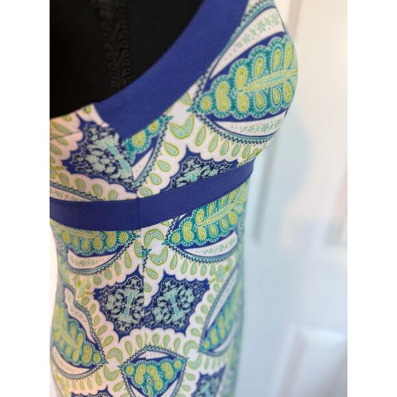 Dakini Blue Green Paisley Dress Size XS Sleeveless Sheath Resort Beach Vacation - Picture 7 of 9